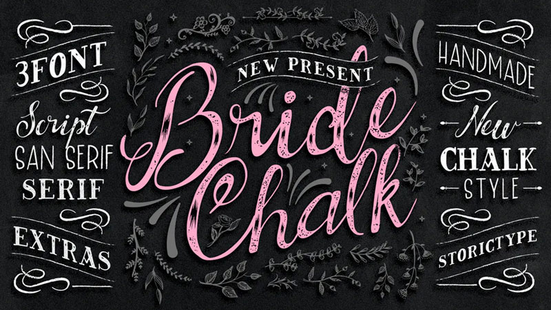 BrideChalk Typeface ( 3 FONT + EXTRAS)